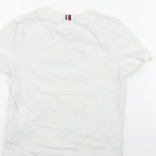 Tommy Hilfiger Boys White  Cotton Basic T-Shirt Size 4 Years Round Neck Pullover