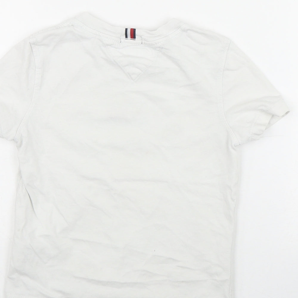 Tommy Hilfiger Boys White  Cotton Basic T-Shirt Size 4 Years Round Neck Pullover