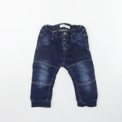 name it Boys Blue  Cotton Jogger Jeans Size 6-9 Months  Pullover