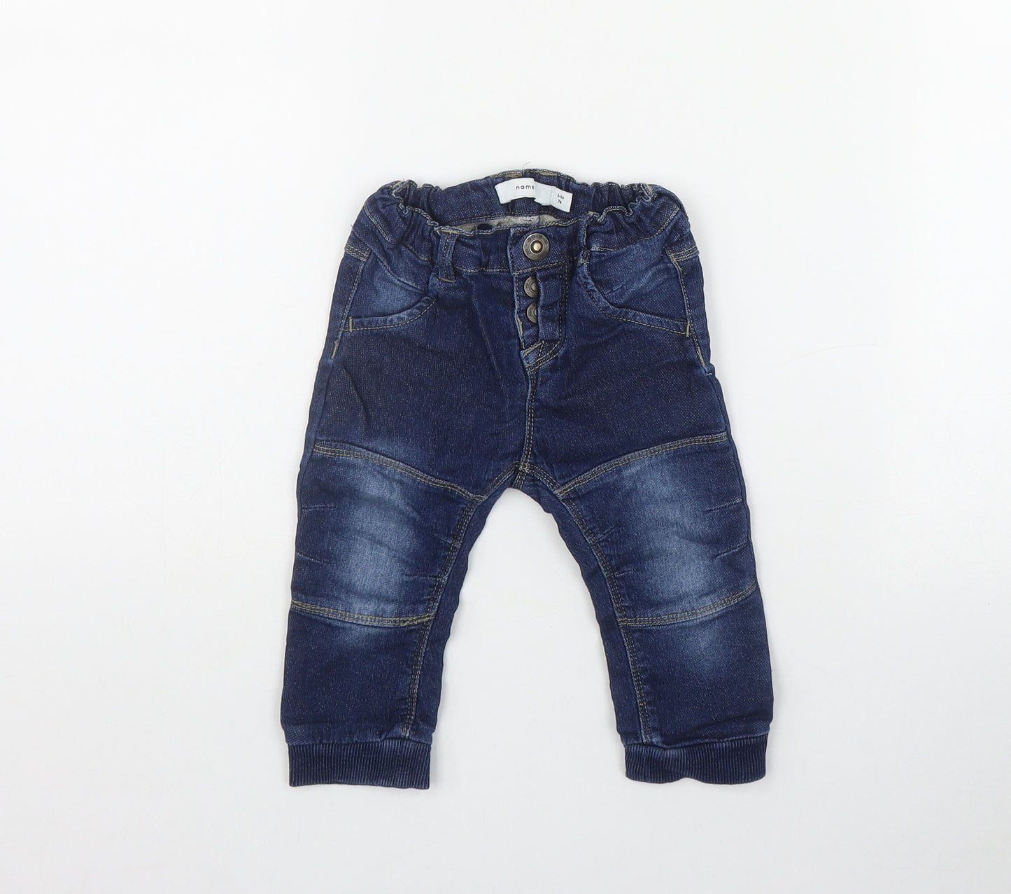 name it Boys Blue  Cotton Jogger Jeans Size 6-9 Months  Pullover