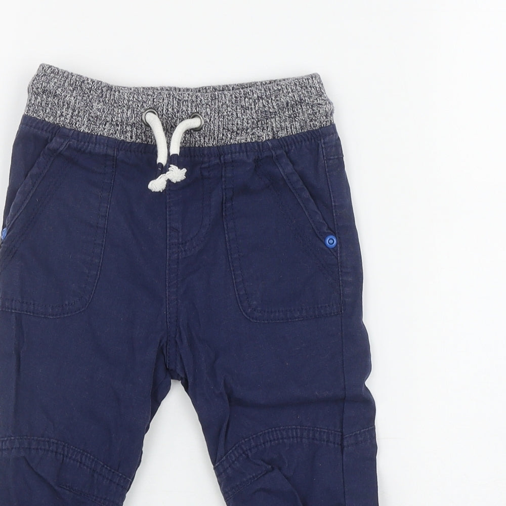 F&F Boys Blue  Cotton Cargo Trousers Size 18 Months  Drawstring