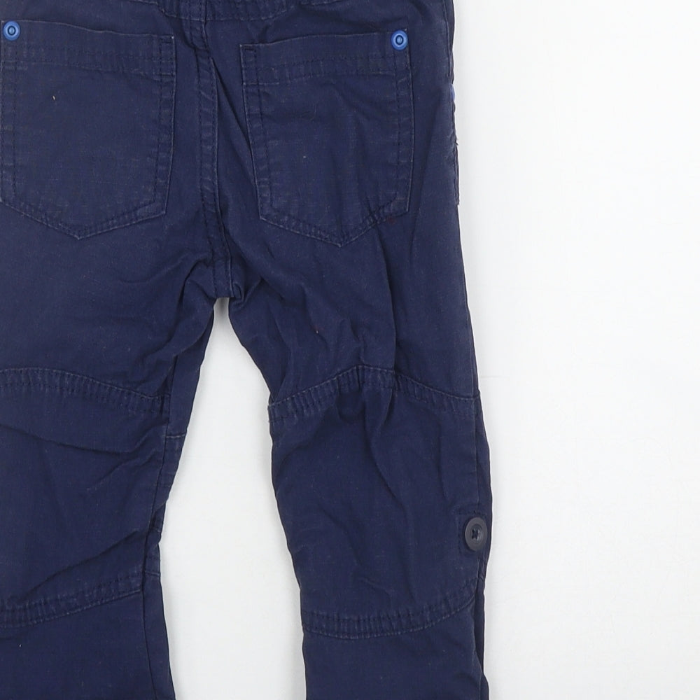 F&F Boys Blue  Cotton Cargo Trousers Size 18 Months  Drawstring