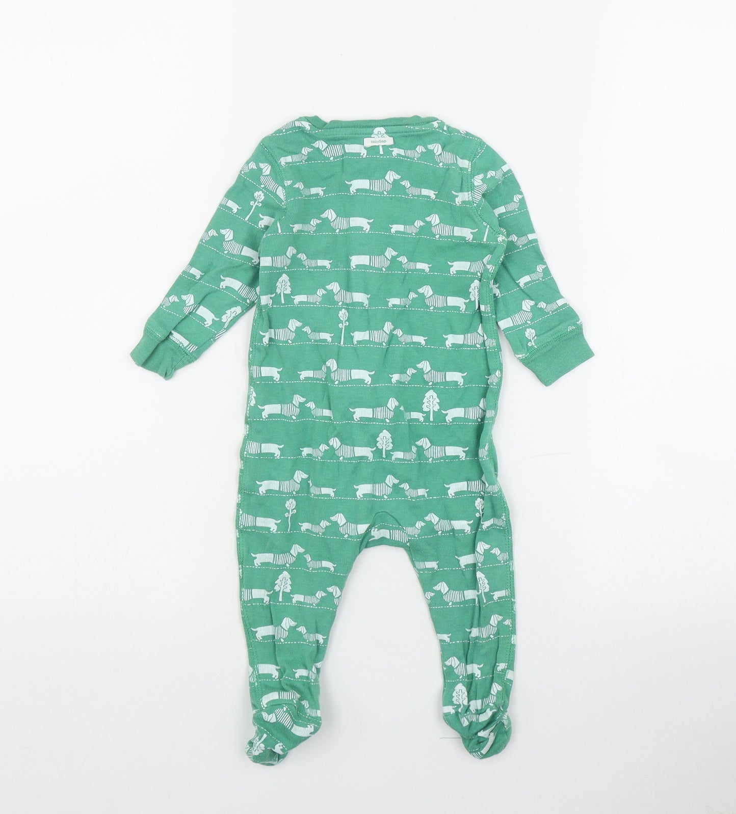 Gap Boys Green Geometric Cotton Coverall One-Piece Size 6-9 Months  Zip - Dog Print