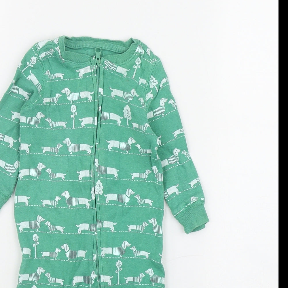 Gap Boys Green Geometric Cotton Coverall One-Piece Size 6-9 Months  Zip - Dog Print