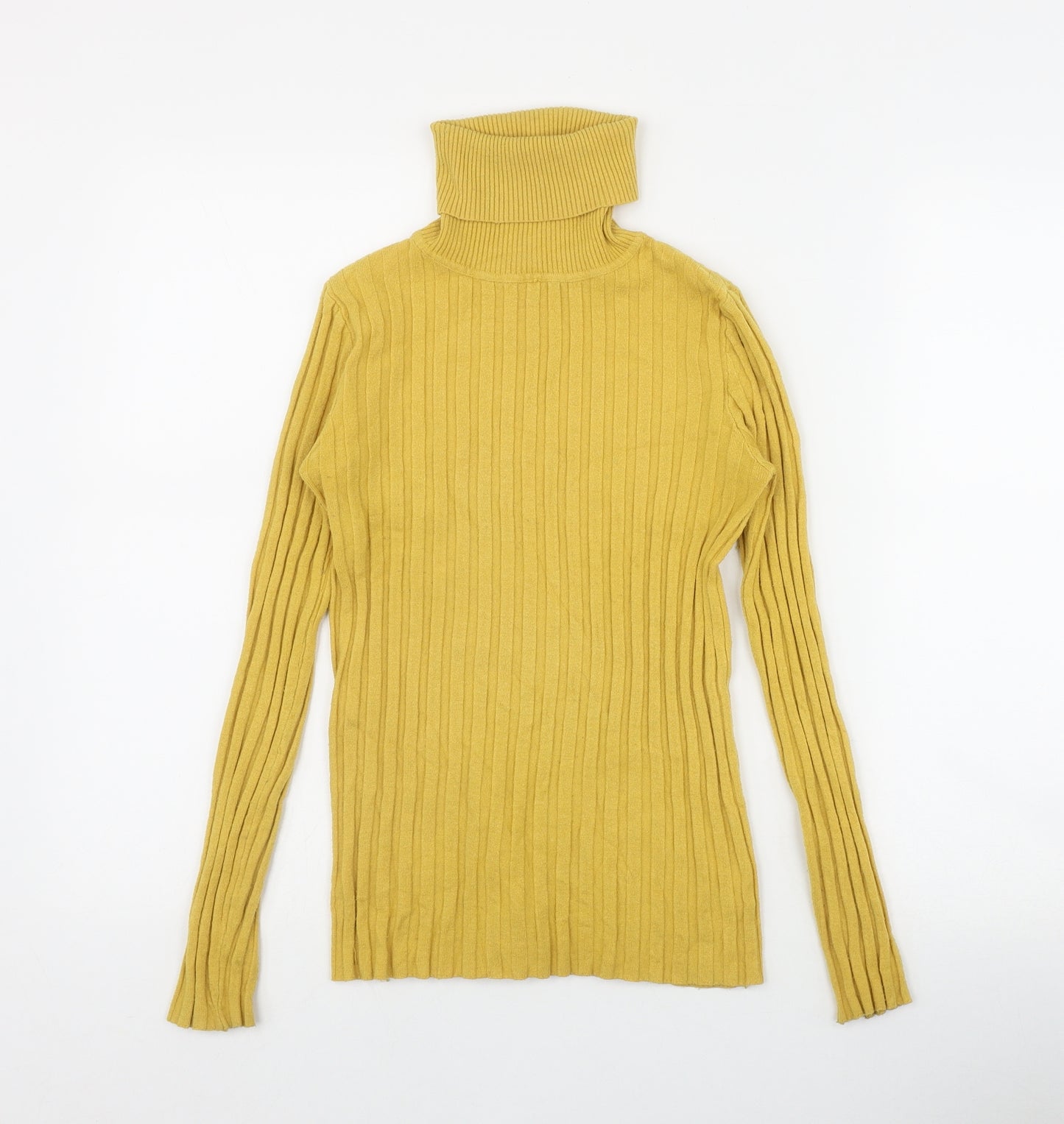 QED London Womens Yellow Roll Neck  Viscose Pullover Jumper Size S