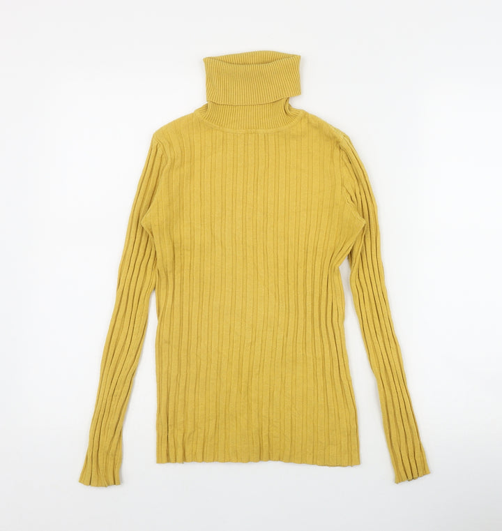 QED London Womens Yellow Roll Neck  Viscose Pullover Jumper Size S
