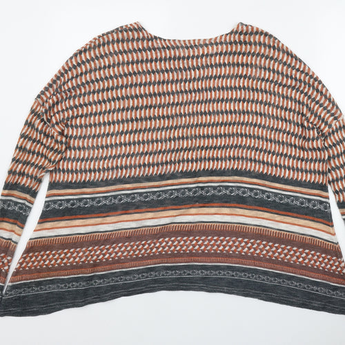 River Island Womens Orange Round Neck Geometric Polyester Pullover Jumper Size 12