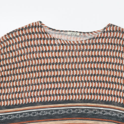 River Island Womens Orange Round Neck Geometric Polyester Pullover Jumper Size 12