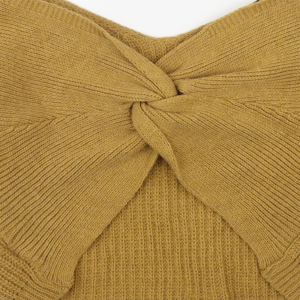 QED London Womens Yellow V-Neck  Acrylic Pullover Jumper Size S