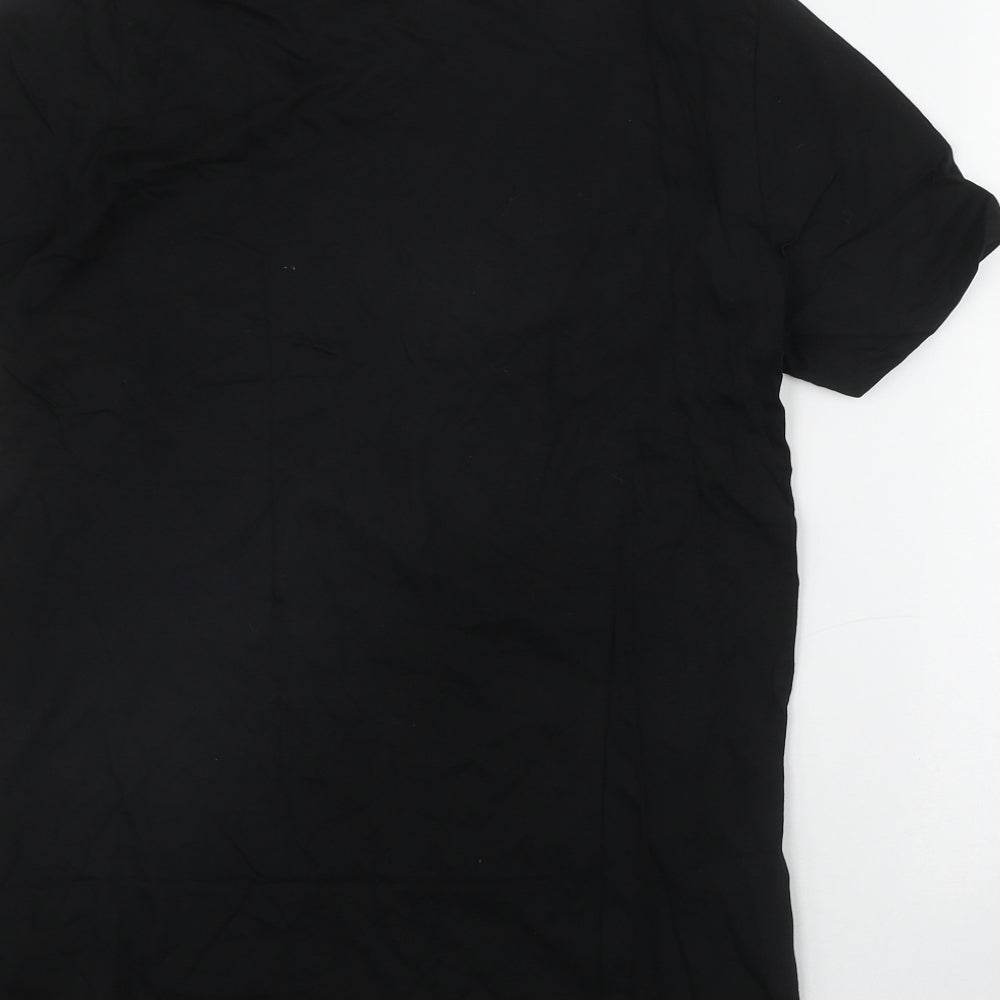 New Look Womens Black  Cotton Basic T-Shirt Size 10 Round Neck - Face print