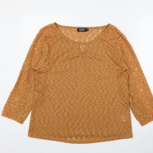 Natura Womens Orange  Polyester Basic T-Shirt Size 2XL Round Neck