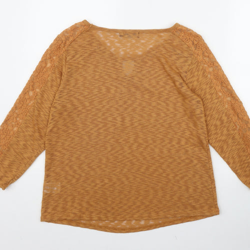 Natura Womens Orange  Polyester Basic T-Shirt Size 2XL Round Neck