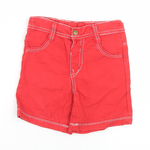 George Boys Red  Cotton Cropped Trousers Size 12-18 Months  Button