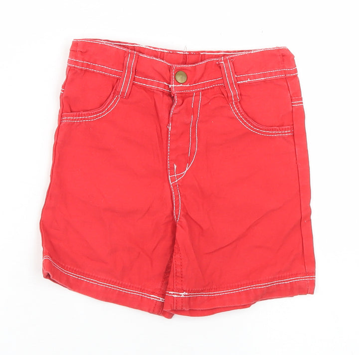 George Boys Red Cotton Cropped Trousers Size 12-18 Months Button