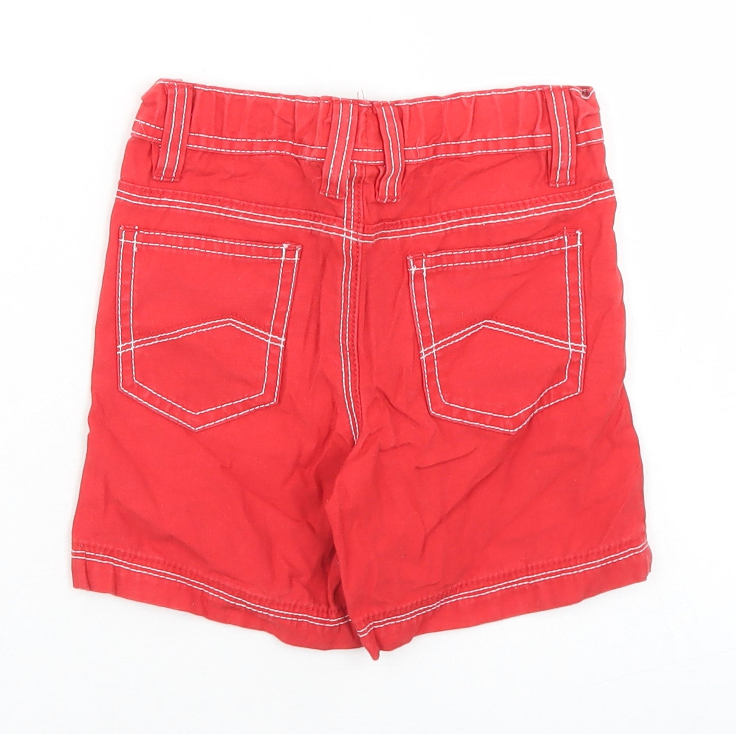 George Boys Red  Cotton Cropped Trousers Size 12-18 Months  Button