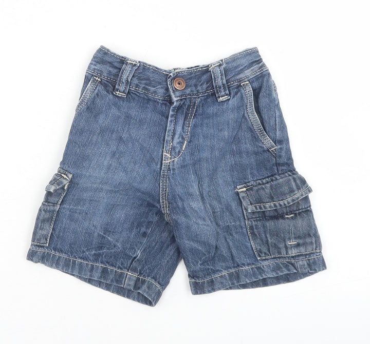 Gap Boys Blue Cotton Cropped Jeans Size 12-18 Months Snap