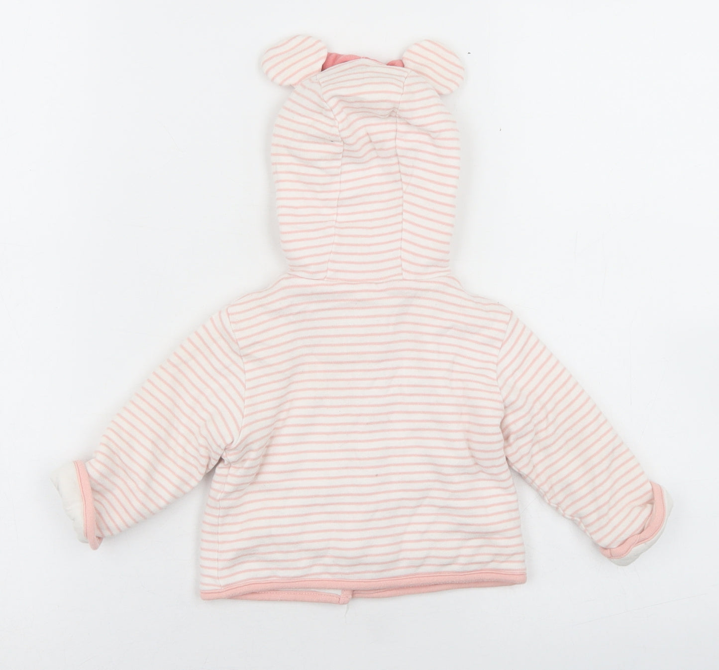 Primark Girls Pink Striped  Jacket  Size 3-6 Months   Snap - Minnie Mouse