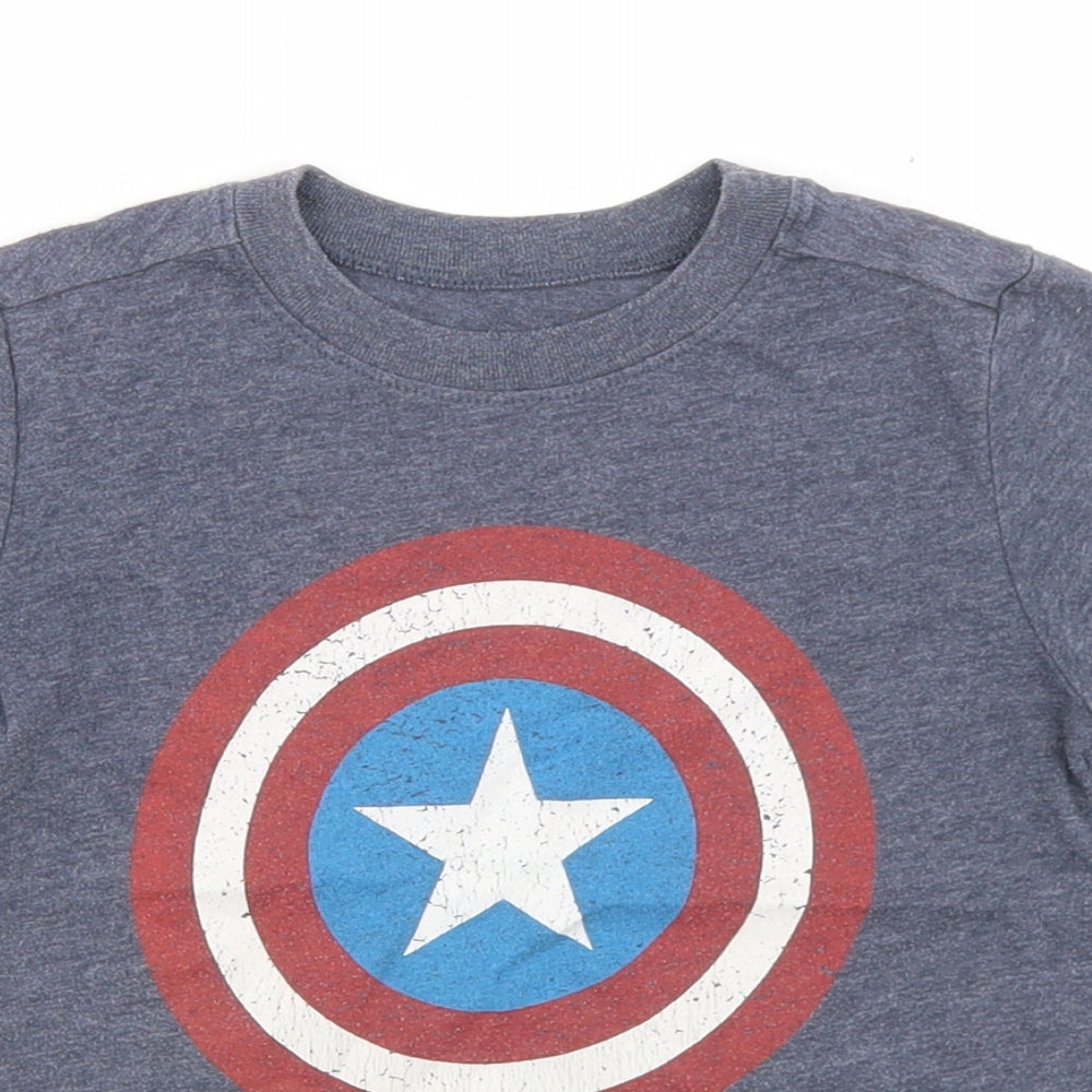 Old Navy Boys Blue  Cotton Basic T-Shirt Size 4 Years Crew Neck  - Captain America