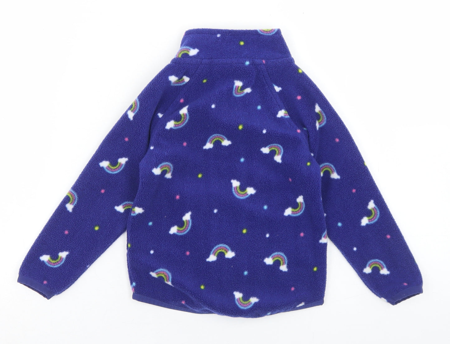 Dunnes Stores Girls Blue Geometric  Jacket  Size 18-24 Months   Zip - Rainbow Print