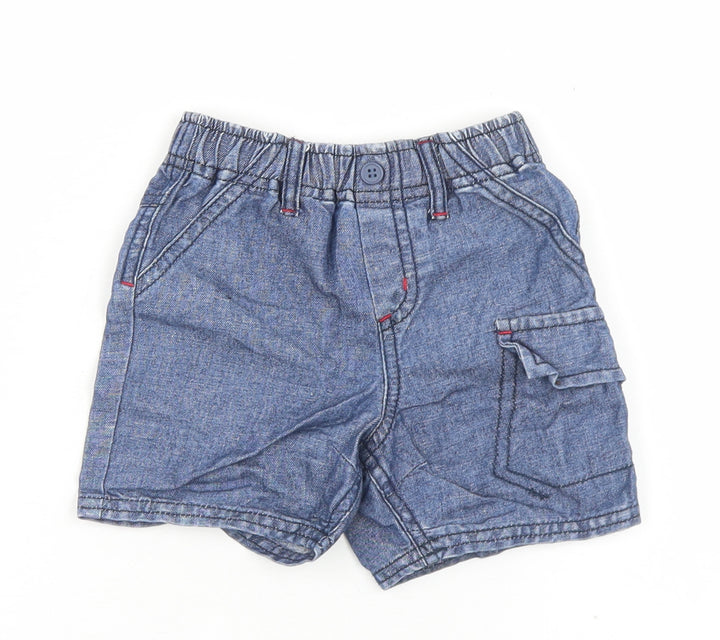 NEXT Girls Blue Linen Cropped Trousers Size 3-6 Months