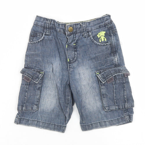 Rocha Little Rocha Boys Blue  Cotton Cropped Jeans Size 12-18 Months  Snap