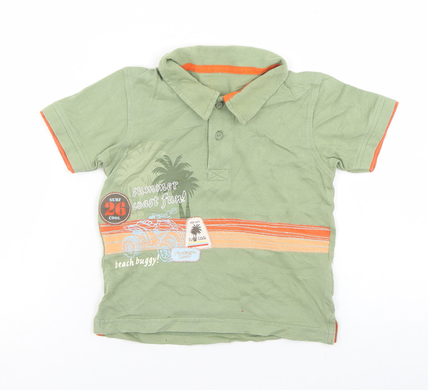 Marks and Spencer Boys Green  Cotton Basic Polo Size 18-24 Months Collared Button - Beach Buggy
