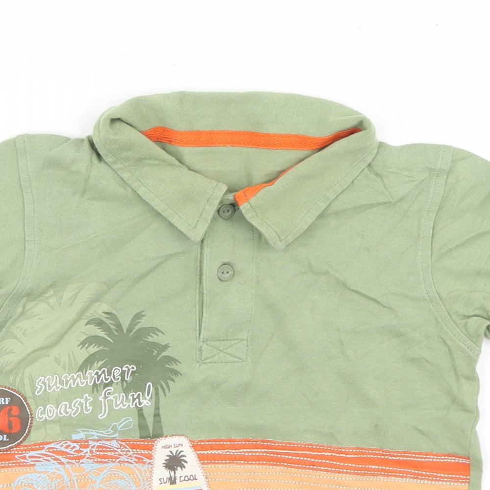 Marks and Spencer Boys Green  Cotton Basic Polo Size 18-24 Months Collared Button - Beach Buggy