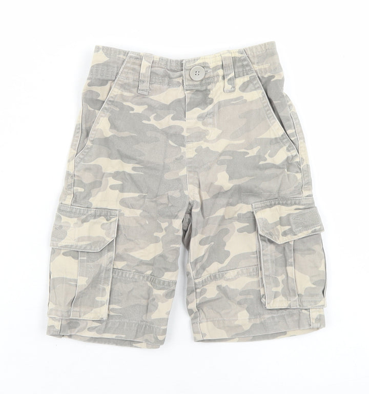 Marks and Spencer Boys Green Camouflage Polyester Cargo Trousers Size 12-18 Months Button