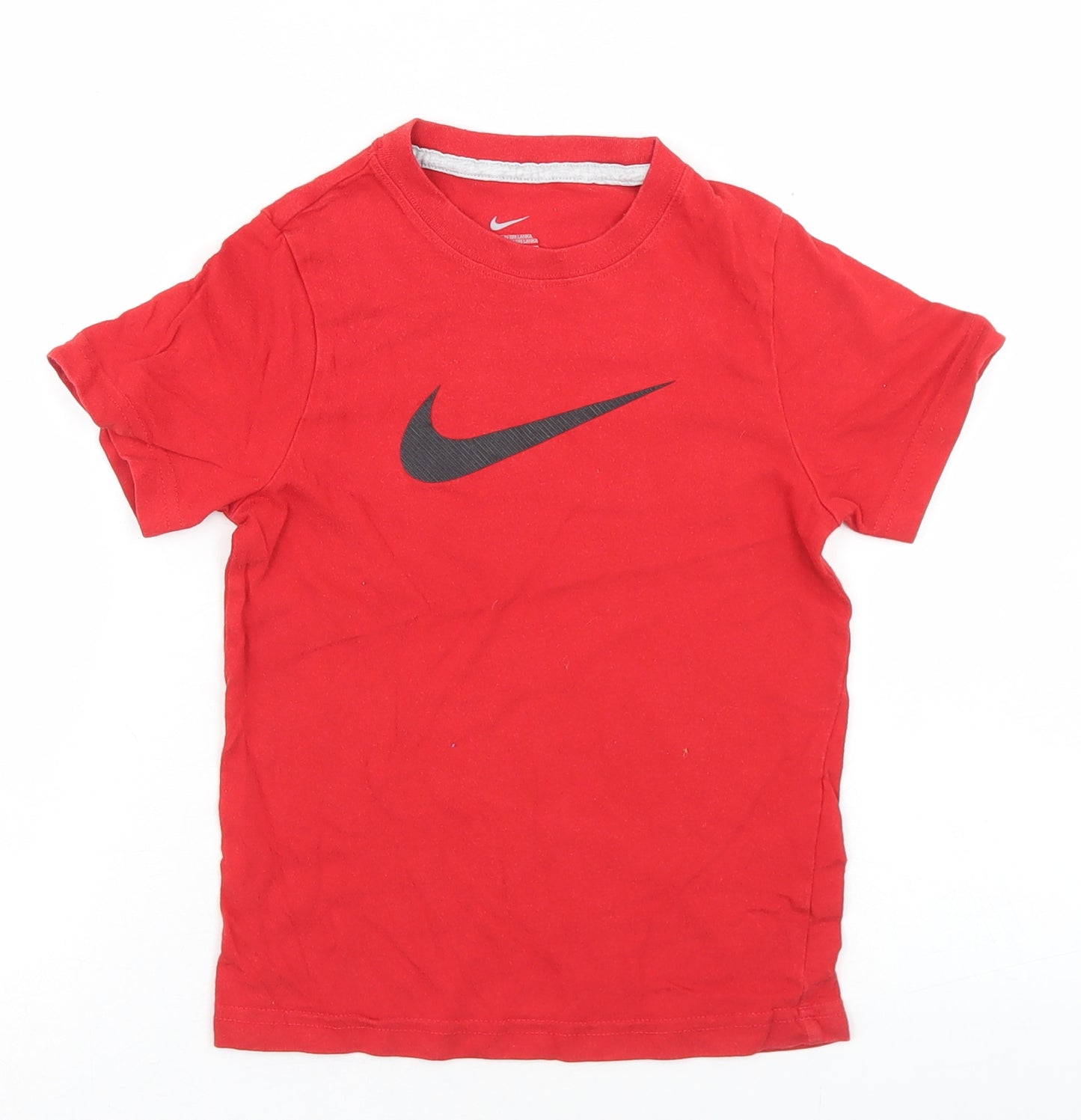 Nike Boys Red  Cotton Basic T-Shirt Size 5-6 Years Crew Neck