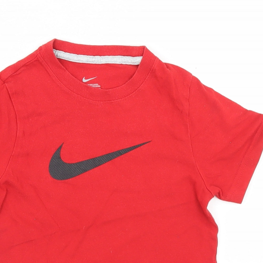 Nike Boys Red  Cotton Basic T-Shirt Size 5-6 Years Crew Neck