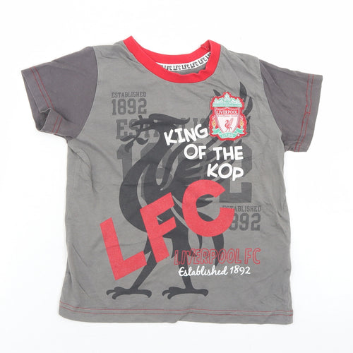 Marks and Spencer Boys Grey  Cotton Basic T-Shirt Size 3-4 Years Crew Neck  - Liverpool FC