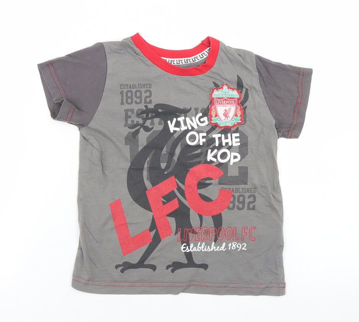 Marks and Spencer Boys Grey Cotton Basic T-Shirt Size 3-4 Years Crew Neck - Liverpool FC