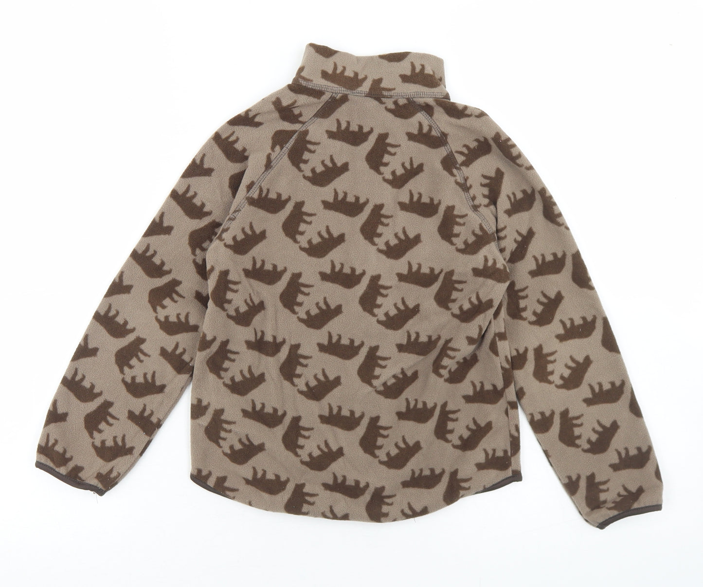 H&M Boys Brown Geometric  Jacket  Size 4-5 Years  Zip - Bear Print