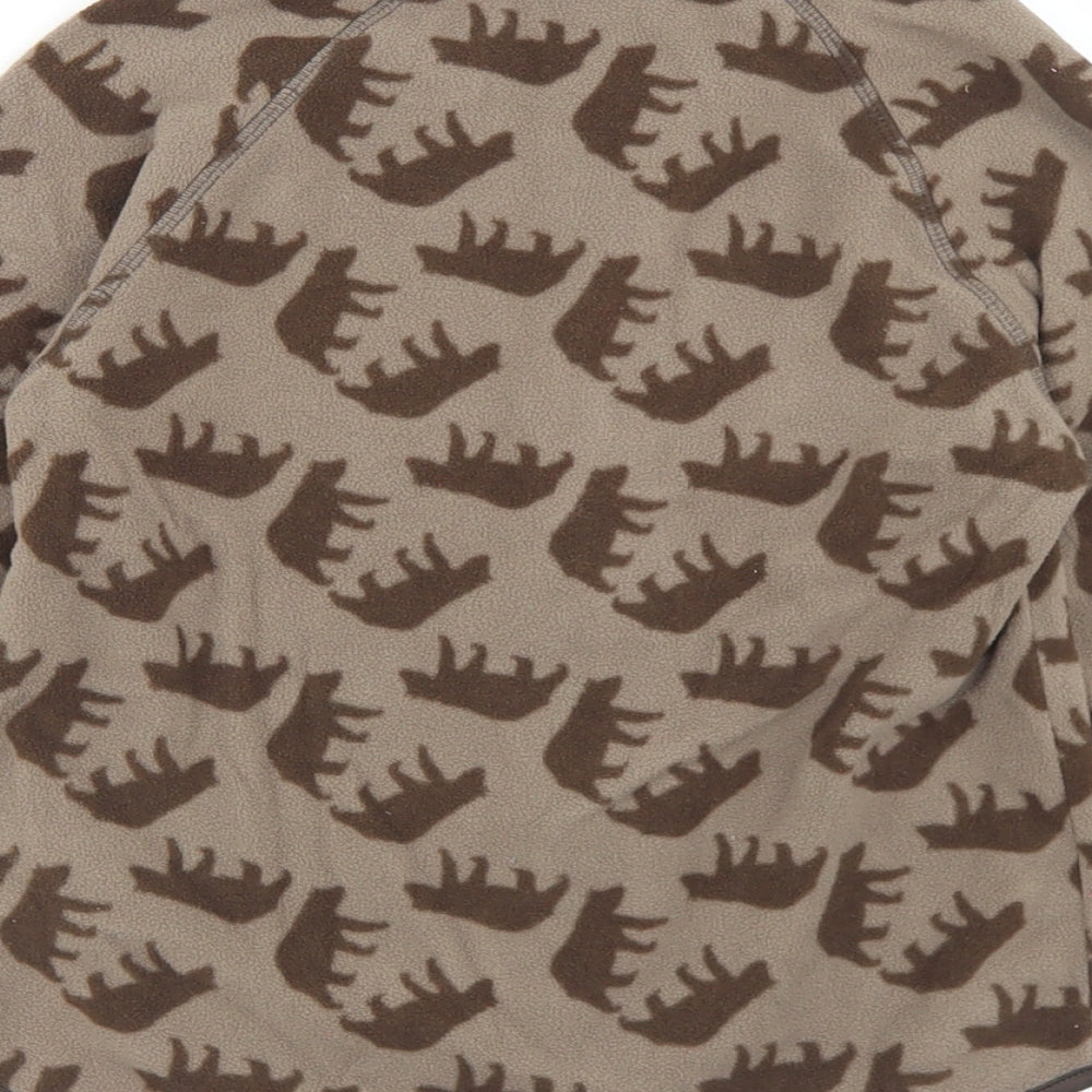 H&M Boys Brown Geometric  Jacket  Size 4-5 Years  Zip - Bear Print