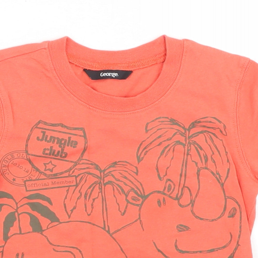 George Boys Orange  Cotton Basic T-Shirt Size 12-18 Months Crew Neck  - Jungle Club