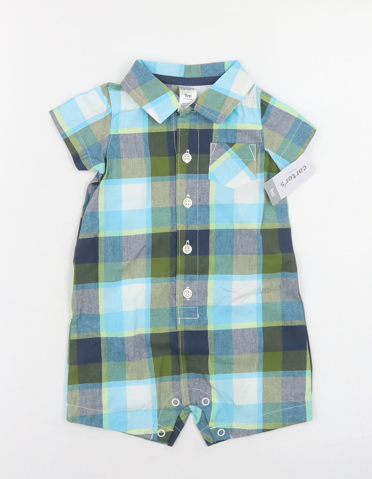 Carter's Boys Blue Camouflage Cotton Romper One-Piece Size 9-12 Months  Snap