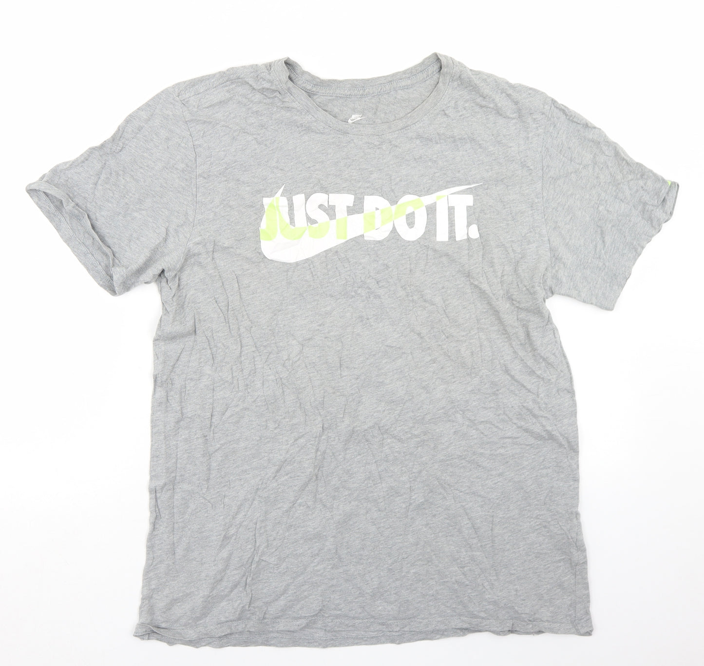 Nike Mens Grey  Cotton  T-Shirt Size L Crew Neck