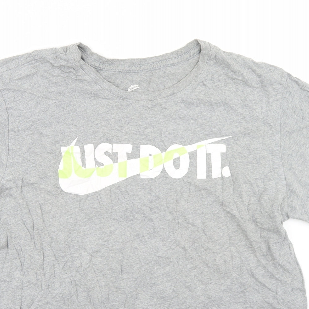 Nike Mens Grey  Cotton  T-Shirt Size L Crew Neck