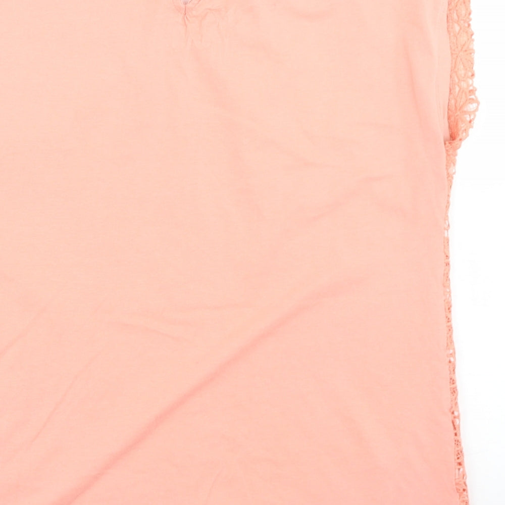 Peacocks Womens Orange Geometric Polyester Basic T-Shirt Size 10 Round Neck