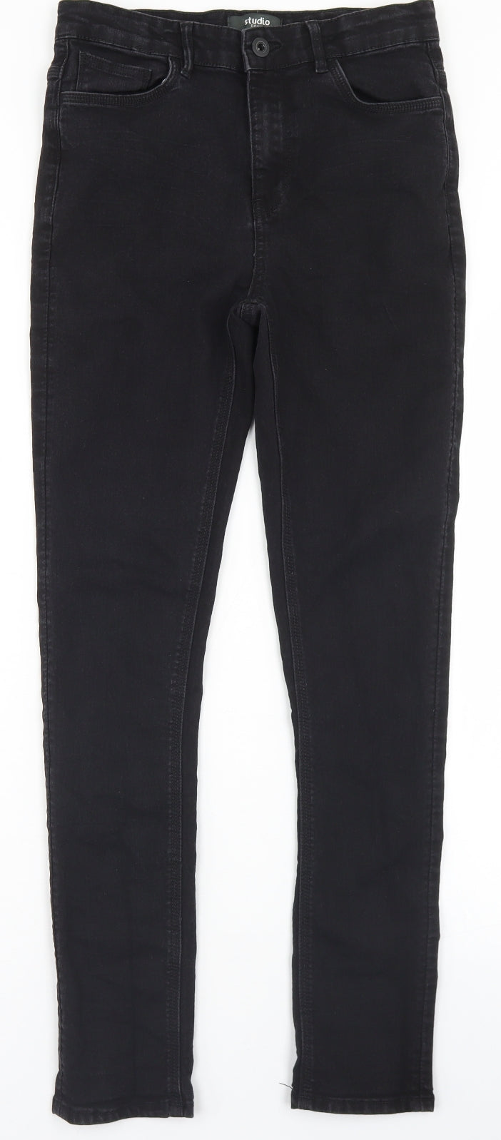 Studio Girls Black Cotton Skinny Jeans Size 13-14 Years Regular Button