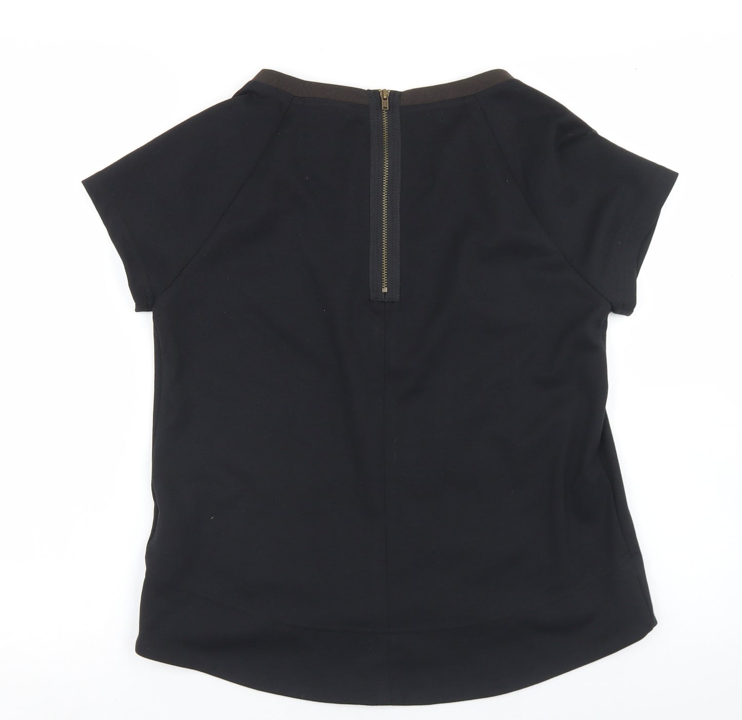 Mado et les Autres Womens Black Colourblock Polyester Basic T-Shirt Size 12 Round Neck