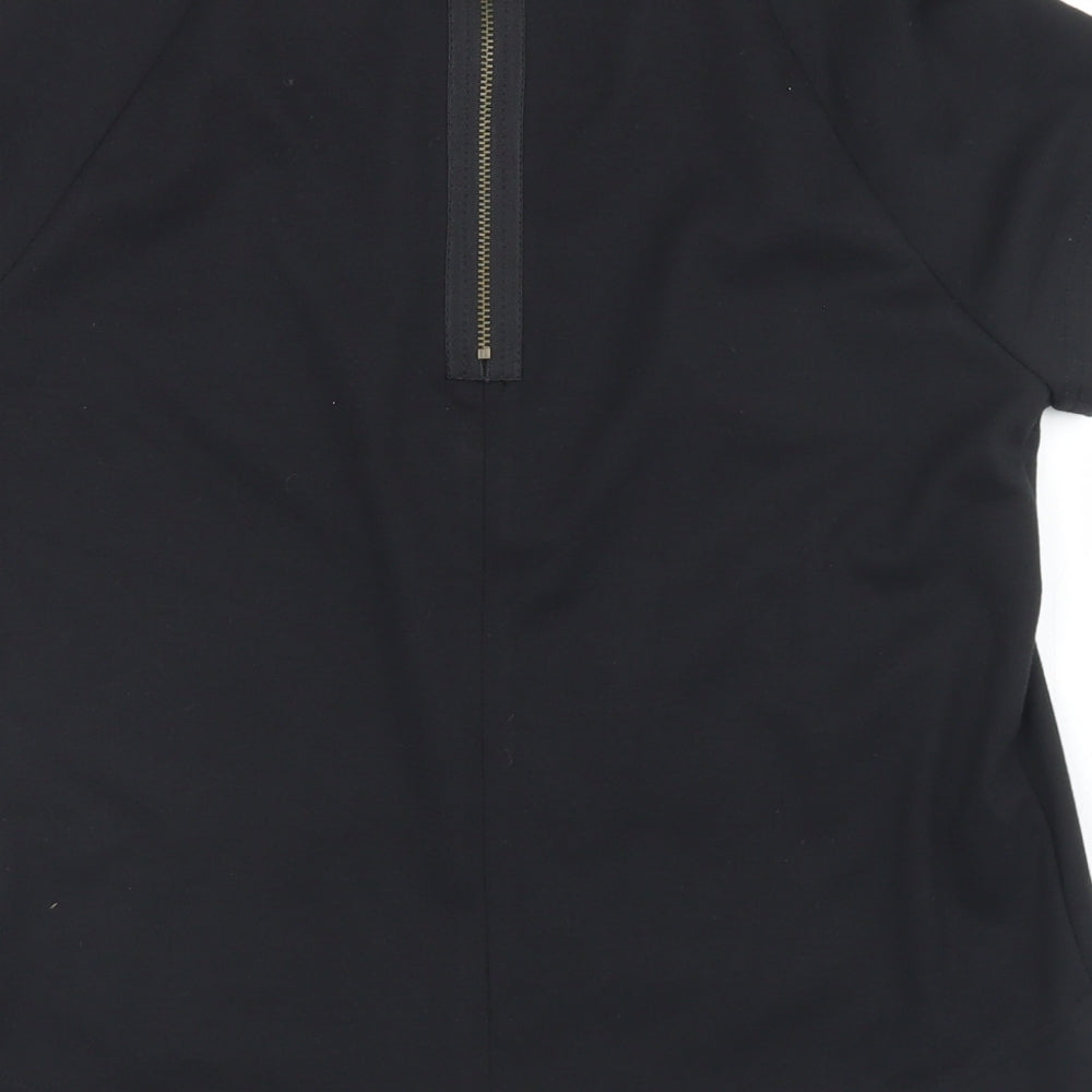 Mado et les Autres Womens Black Colourblock Polyester Basic T-Shirt Size 12 Round Neck