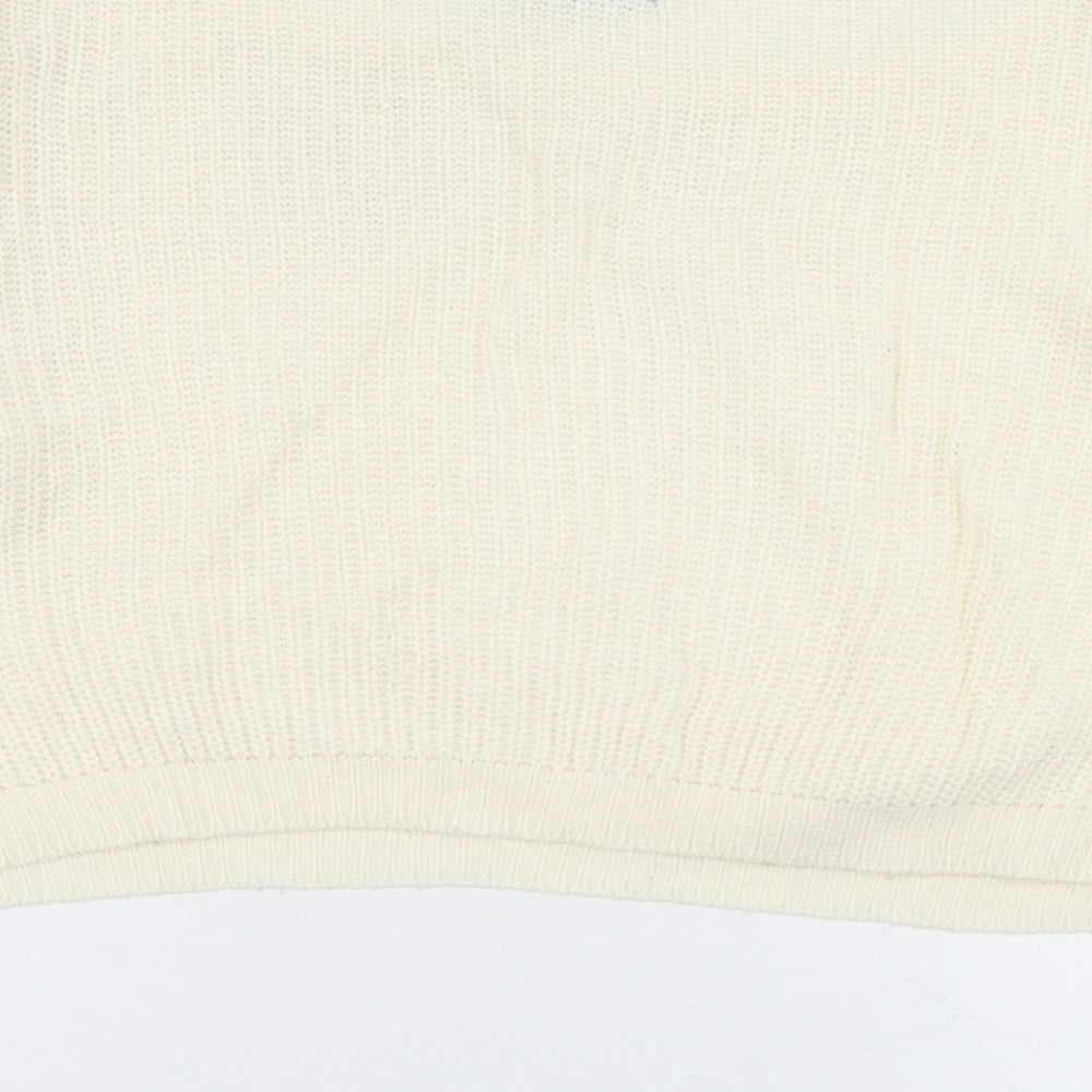 PRETTYLITTLETHING Womens White Round Neck  Acrylic Pullover Jumper Size S