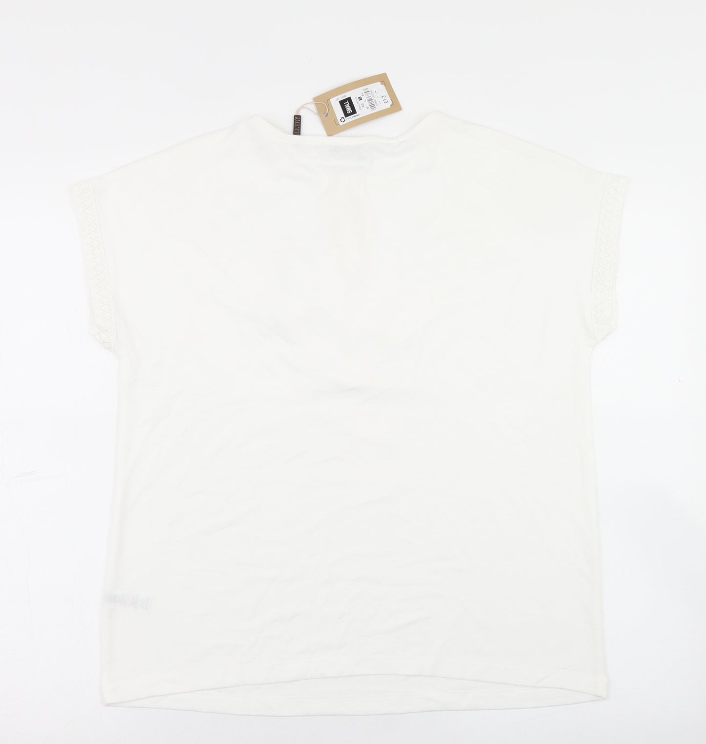 Gallery Womens White  Polyester Basic T-Shirt Size S Round Neck