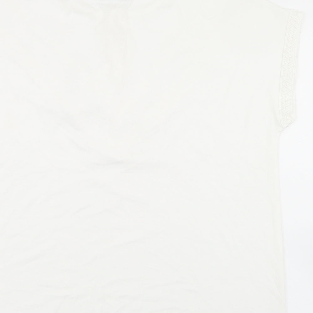 Gallery Womens White  Polyester Basic T-Shirt Size S Round Neck