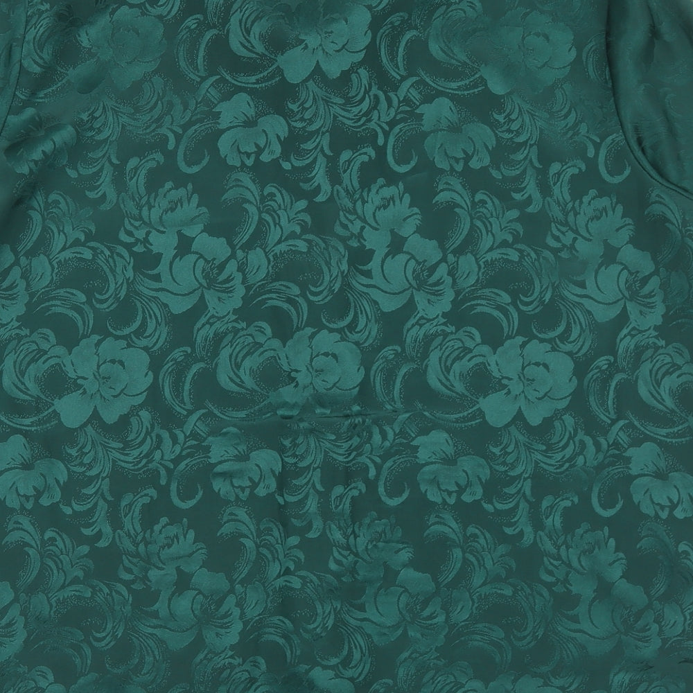 Nahila Womens Green Paisley Polyester Basic Blouse Size 16 Collared