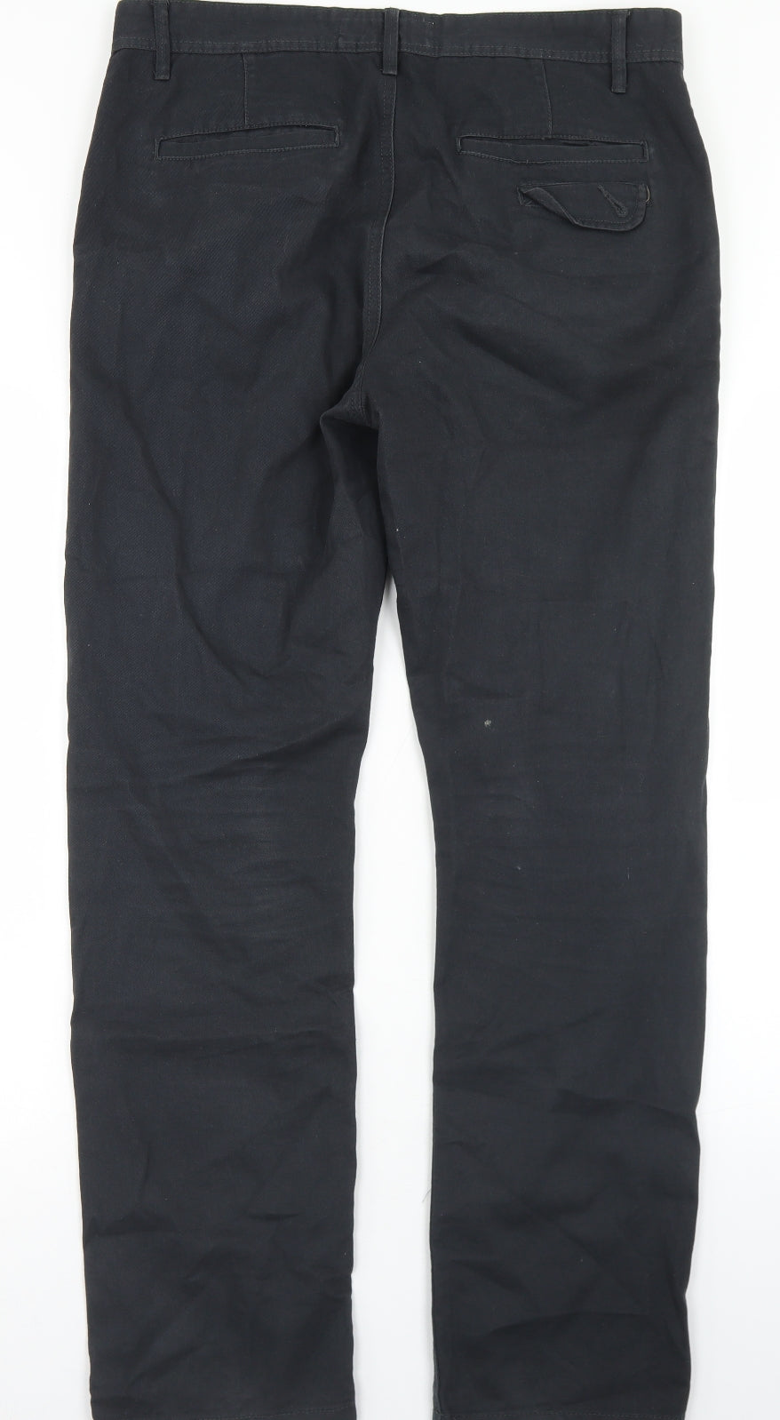 Brave Soul Mens Black  Cotton Chino Trousers Size 32 in L30 in Regular Button
