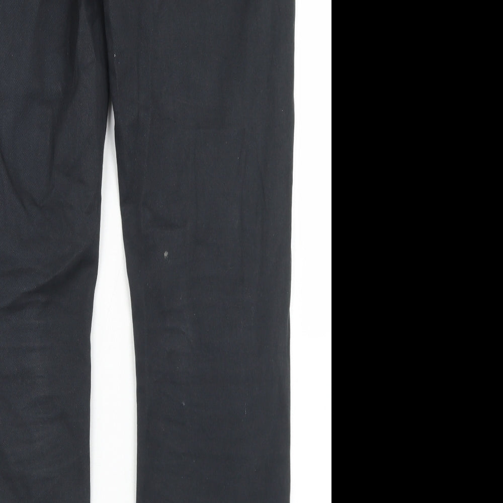 Brave Soul Mens Black  Cotton Chino Trousers Size 32 in L30 in Regular Button