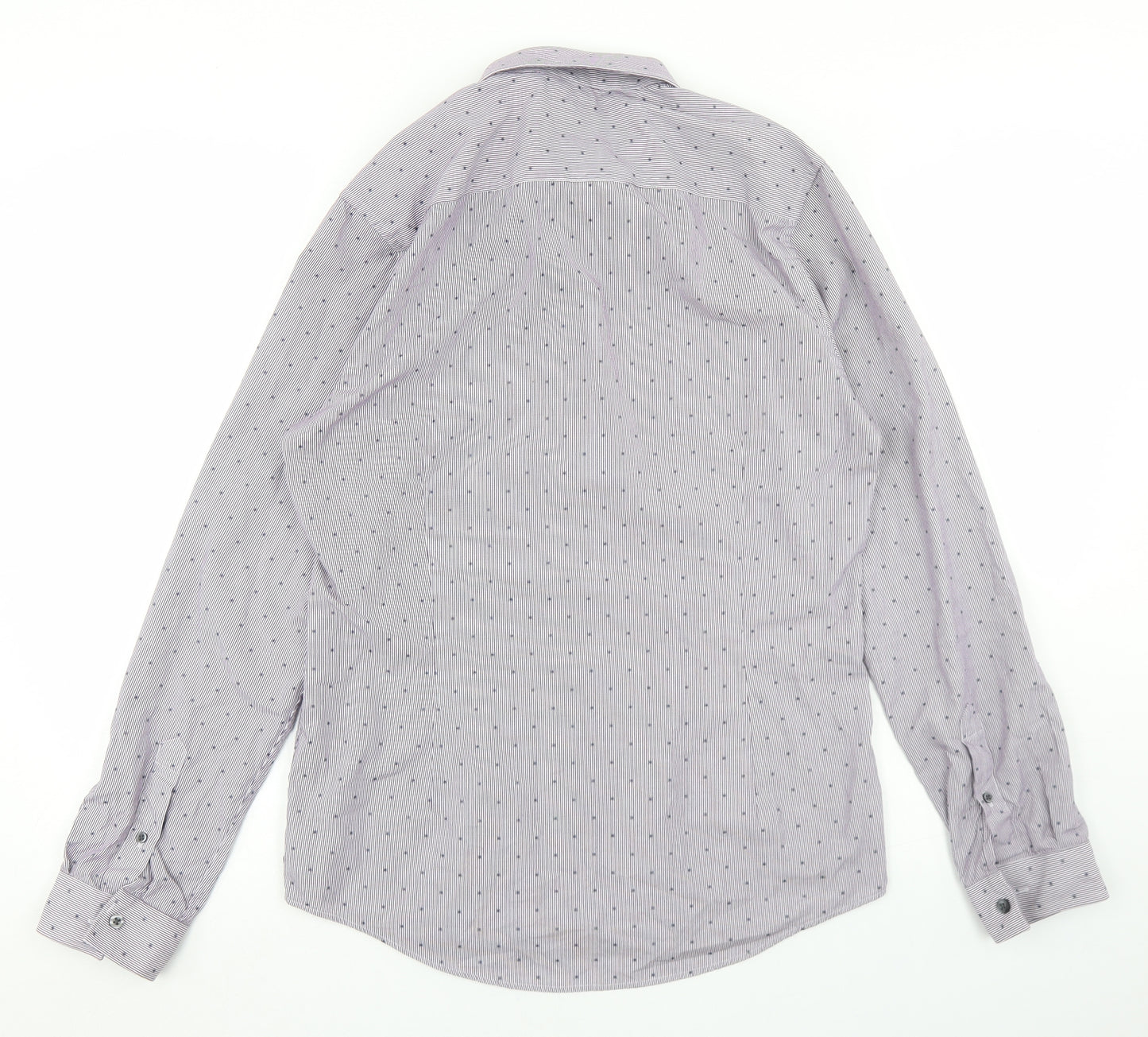 Burton Mens Purple Polka Dot Cotton  Dress Shirt Size M Collared Button