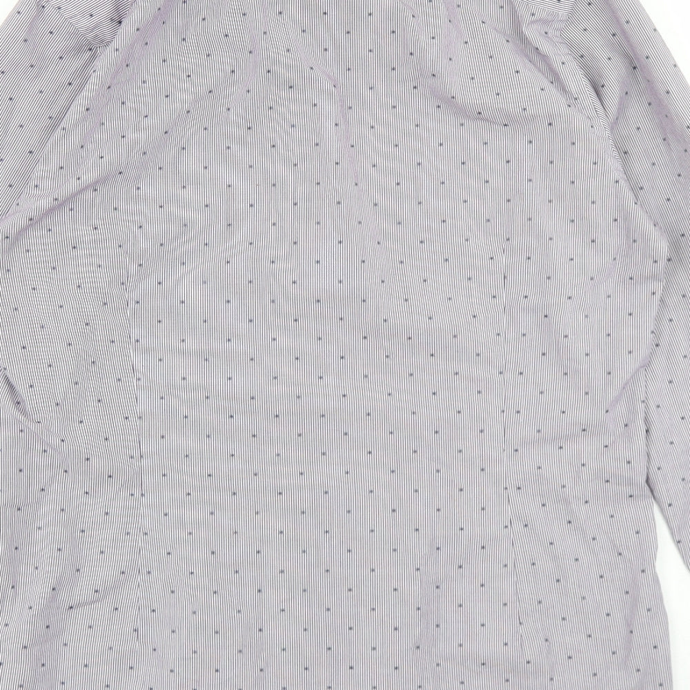 Burton Mens Purple Polka Dot Cotton  Dress Shirt Size M Collared Button